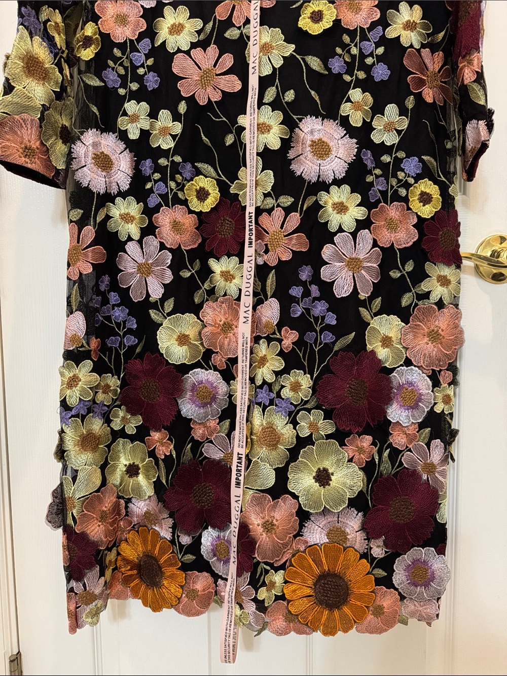 Mac Duggal 68462 Multicolor Floral Embroidered A-Line Midi Dress Size 16 NWOT - Picture 7 of 9